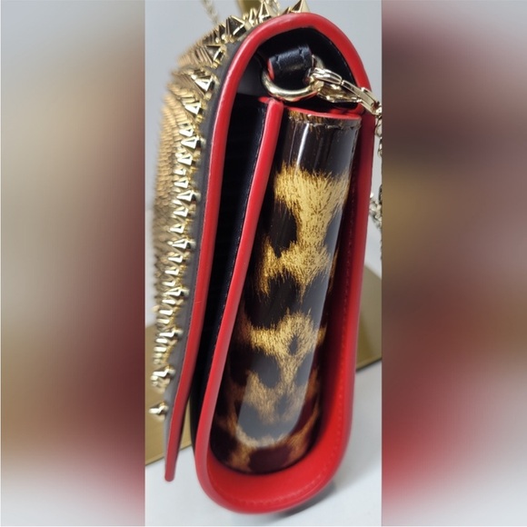 Christian Louboutin Tri Black & Leopard & Gold Studded Clutch / Shoulder Bag - Picture 5 of 12